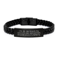 Load image into Gallery viewer, Auctioneer Gifts from Friends, Funny Inspirational Interlaced Leather Bracelet for Birthday, Gifts for Auctioneer Men, &#39;I&#39;m An Auctioneer. My Level Of Sarcasm Depends On Your Level Of Stupidity.&#39; - Image 1
