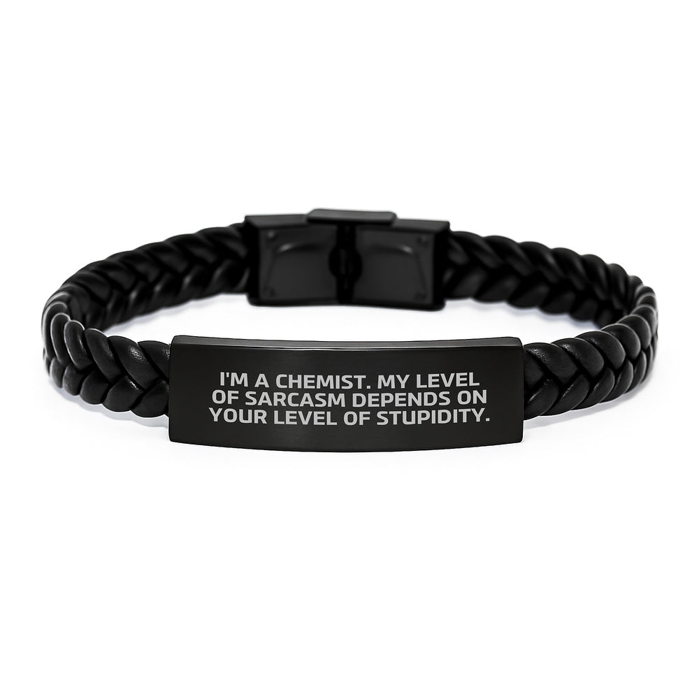 Chemist Gifts from Friends - Interlaced Leather Bracelet with Funny Quote, Birthday Unique Gifts for Men or Women, Gifts from Family to Chemist - Image 1