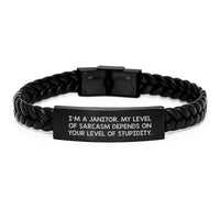 Load image into Gallery viewer, Funny Janitor Gifts, Interlaced Leather Bracelet for Men, I&#39;m A Janitor Gifts, Graduation Unique Gifts from Friends, Coworkers, Family - Image 1
