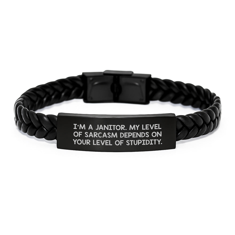 Funny Janitor Gifts, Interlaced Leather Bracelet for Men, I'm A Janitor Gifts, Graduation Unique Gifts from Friends, Coworkers, Family - Image 1