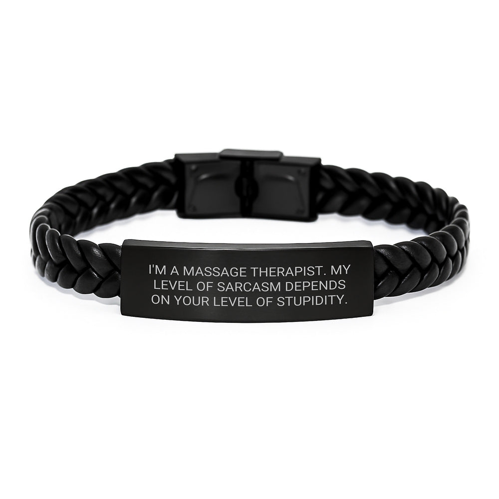 Massage Therapist Gifts, Funny Quote Interlaced Leather Bracelt, Gifts from Men for Massage Therapist, Unique Birthday Unique Gifts for Her - Image 1