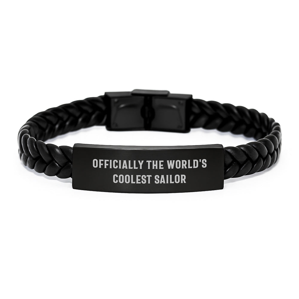 Sailor Gifts from Men - Officially The World's Coolest Sailor Interlaced Leather Bracelet, Birthday Unique Gifts for Sailor, Men, Friends, Coworkers, Family - Image 1