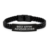 Load image into Gallery viewer, Funny Best Effin&#39; Advisor Ever Gifts from Friends for Advisor Interlaced Leather Bracelet, Graduation Unique Gifts for Men - Image 1
