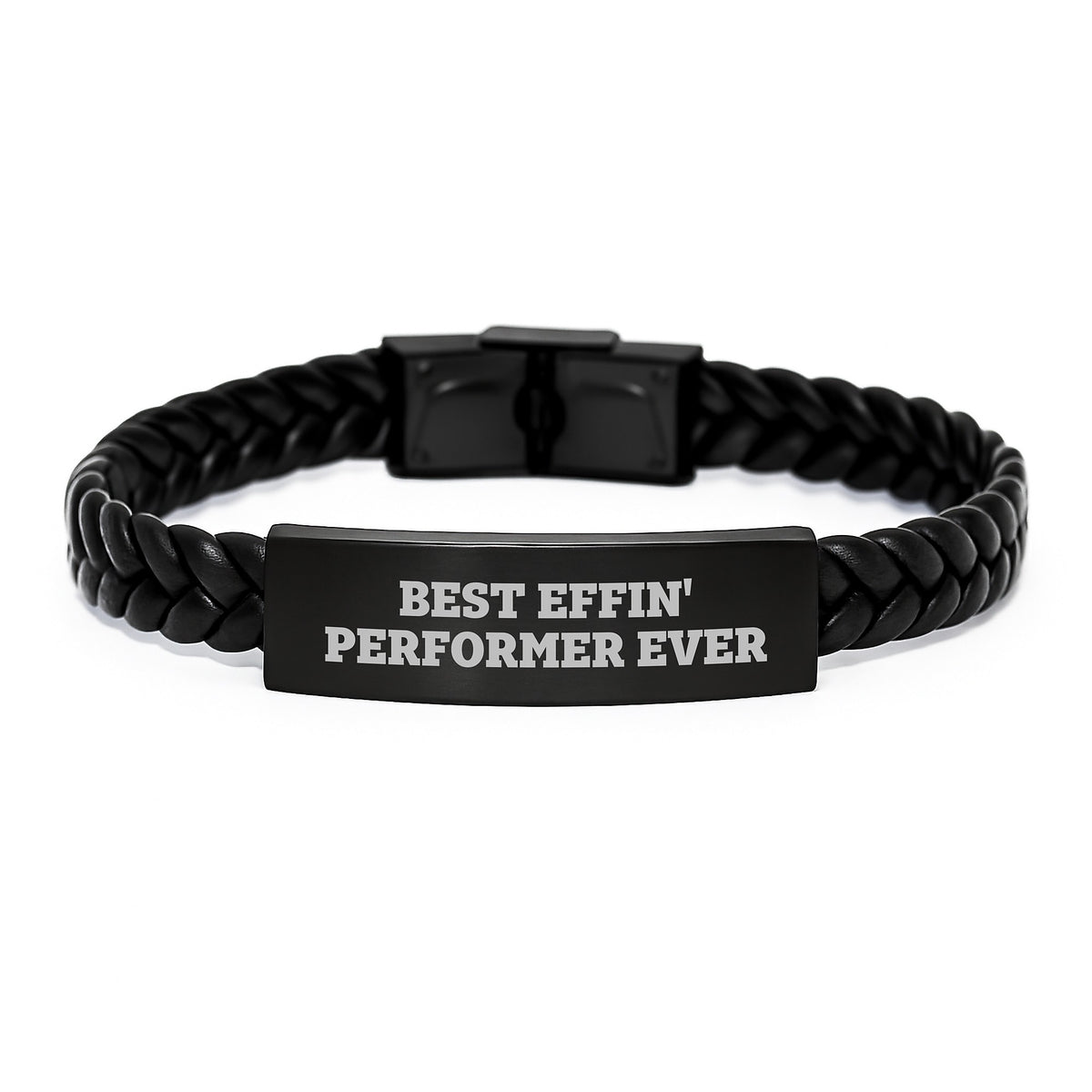 Funny Performer Gifts from Friends to Best Effin' Performer Ever Interlaced Leather Bracelet for Birthday - Image 1