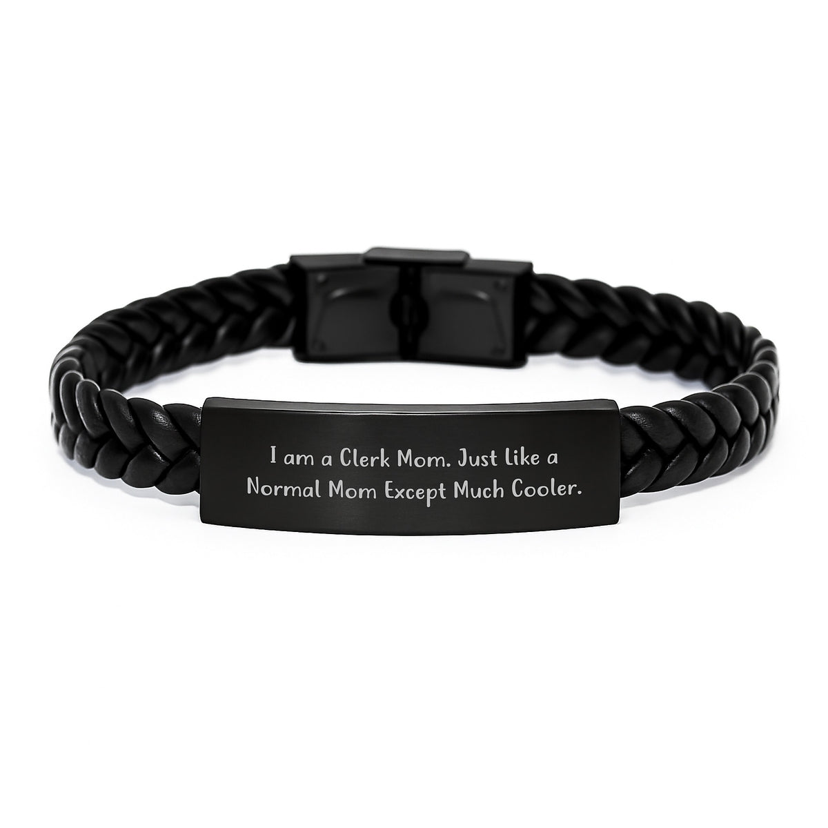 Cute Clerk Gifts from Mom, Funny Interlaced Leather Bracelet for Clerk Graduation Unique Gifts - Image 1
