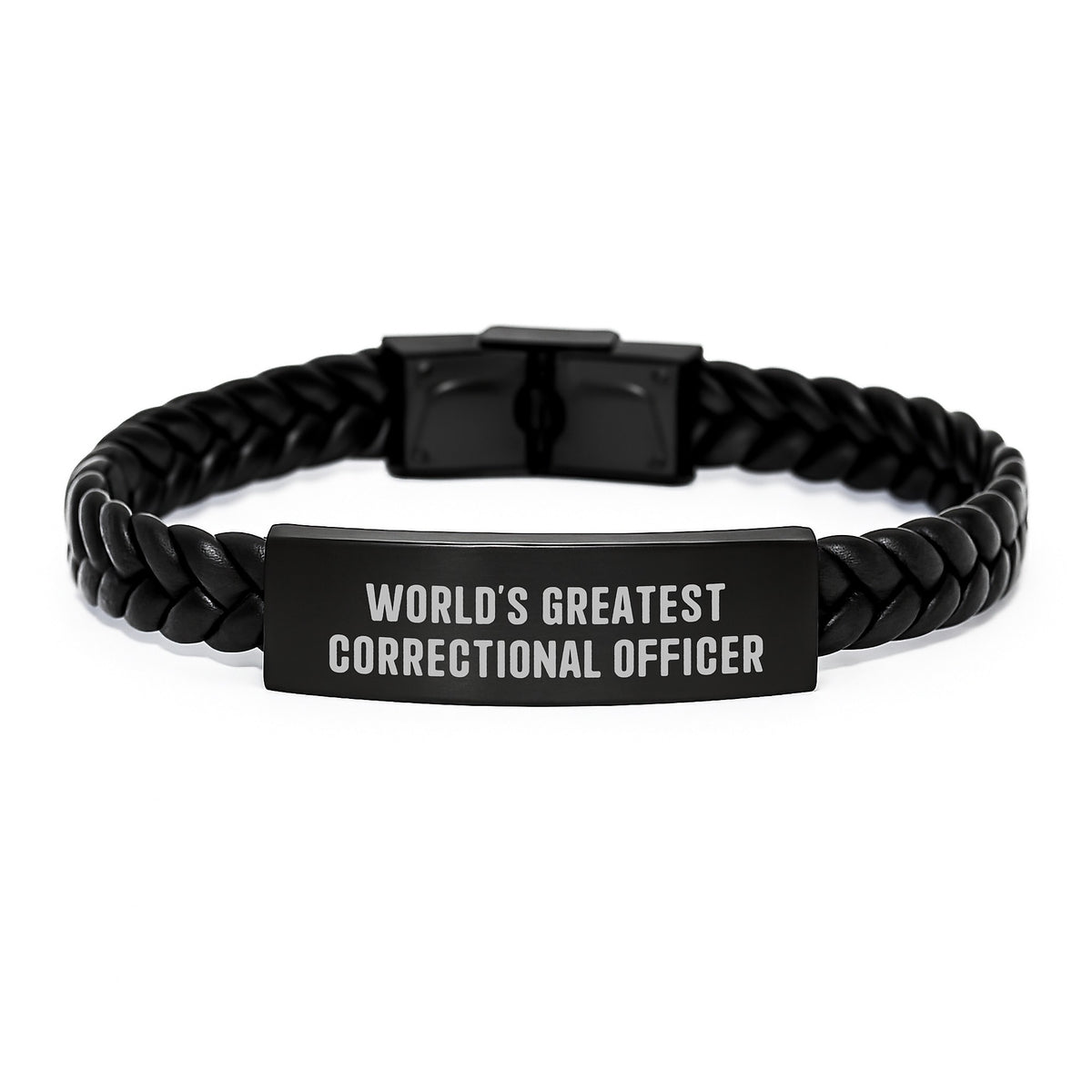 World's Greatest Correctional Officer Gifts for Men - Interlaced Leather Bracelet from Friends - Graduation Unique Gifts - Image 1