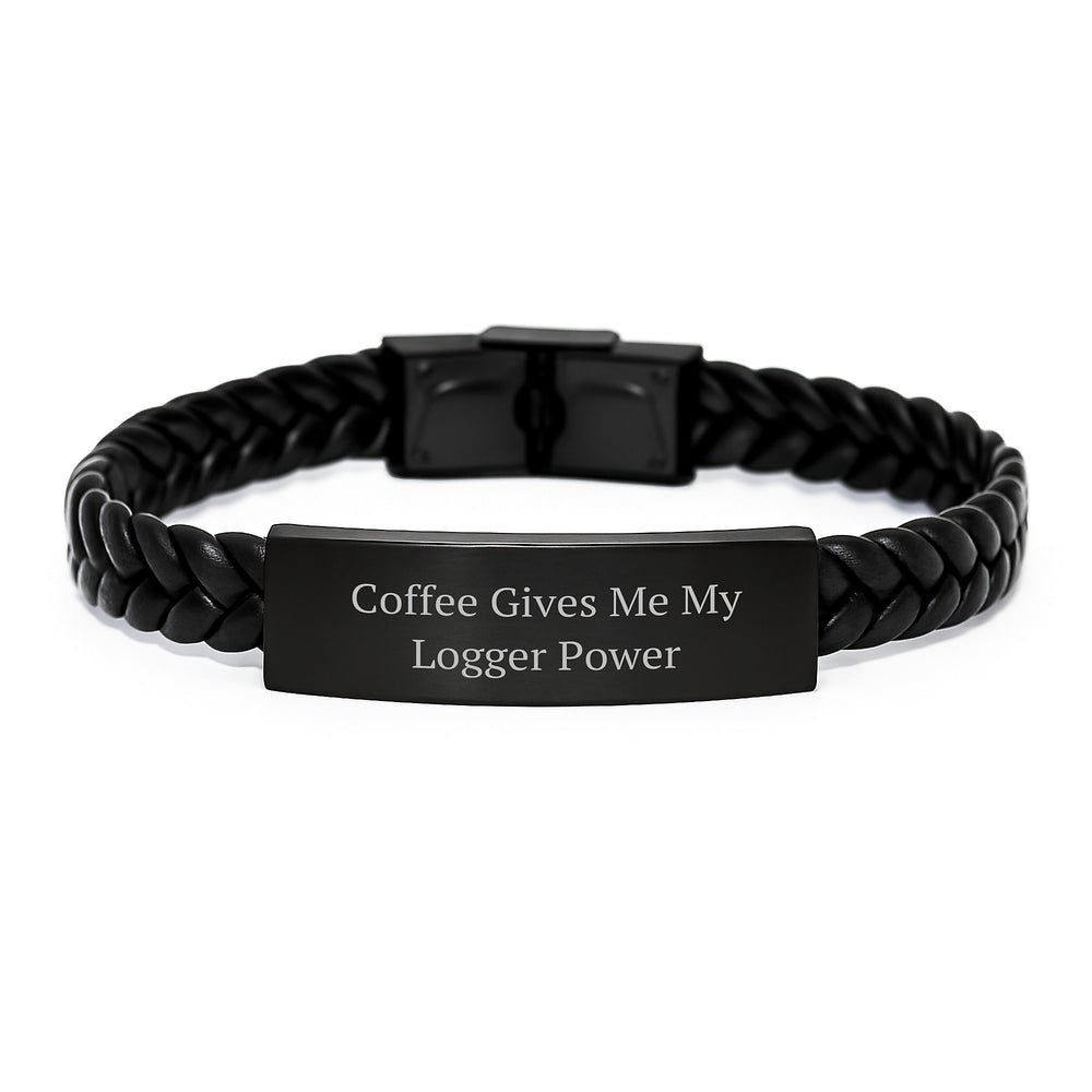 Funny Logger Gifts for Him from Friends on Birthday, Interlaced Leather Strap with Stainless Steel - Image 1