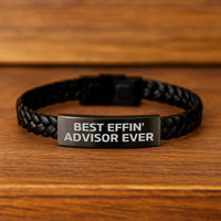 Load image into Gallery viewer, Funny Best Effin&#39; Advisor Ever Gifts from Friends for Advisor Interlaced Leather Bracelet, Graduation Unique Gifts for Men - Image 2
