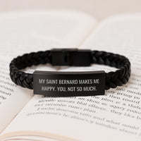 Load image into Gallery viewer, Saint Bernard Dog Lover&#39;s Funny Quote Interlaced Leather Bracelet, Gifts from Friends, Gifts for Saint Bernard Dog Birthday Unique Gifts - Image 3
