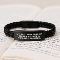 Load image into Gallery viewer, Scottish Terrier Dog Gifts, Funny Quote Interlaced Leather Bracelet for Men, Gifts from Family, Birthday Unique Present - Image 3

