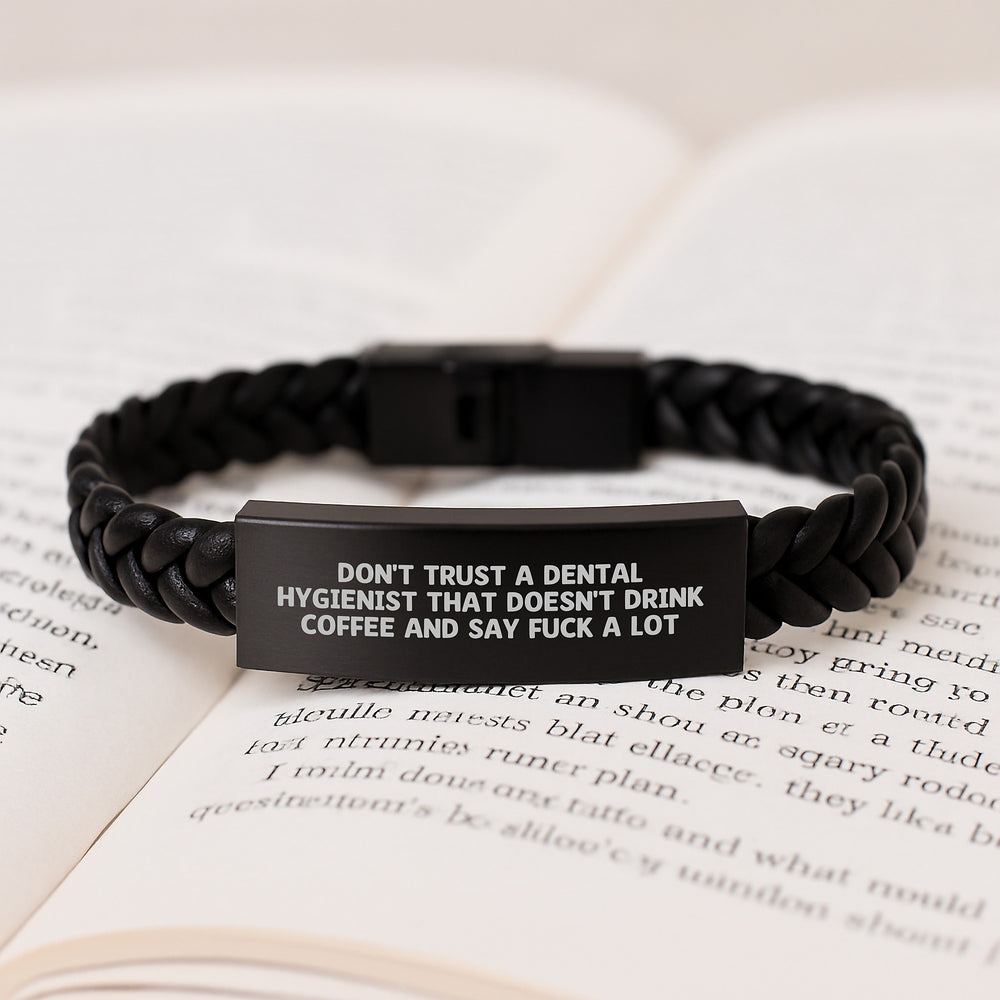 Funny Dental Hygienist Gifts, Interlaced Leather Bracelet for Birthday, Quote-Inspired Accessories from Friends to Coworkers, Gifts for Dental Hygienist Men or Women - Image 1