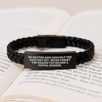 Load image into Gallery viewer, Inspirational Postal Worker Gifts, Interlaced Leather Bracelet for Men or Women, Gifts from Friends or Family, Never Forget the Reason You Became a Postal Worker, Birthday Unique Gifts - Image 3
