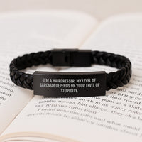 Load image into Gallery viewer, Funny Hairdresser Gifts for Her Birthday - Interlaced Leather Bracelet with Quotes from Hairdressers, Gifts from Friends, Gifts for Hairdresser - Image 3
