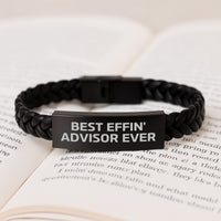 Load image into Gallery viewer, Funny Best Effin&#39; Advisor Ever Gifts from Friends for Advisor Interlaced Leather Bracelet, Graduation Unique Gifts for Men - Image 3

