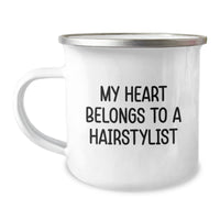 Load image into Gallery viewer, Funny Hairstylist Gifts from Friends - My Heart Belongs To A Hairstylist - Birthday Unique Gifts for Hairstylists - Camping Mug - Image 1
