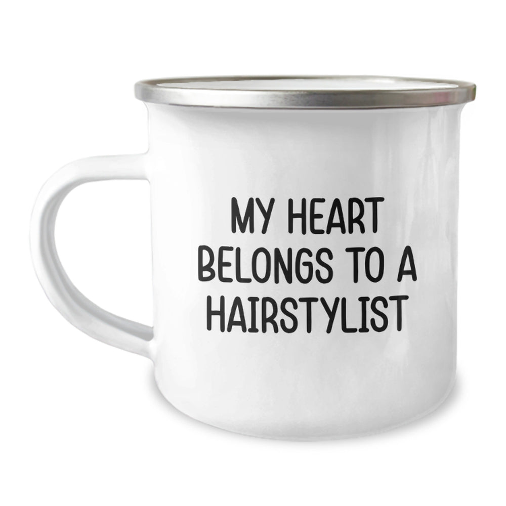 Funny Hairstylist Gifts from Friends - My Heart Belongs To A Hairstylist - Birthday Unique Gifts for Hairstylists - Camping Mug - Image 1