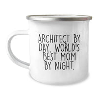 Load image into Gallery viewer, Architect Gifts from Mom, Funny Camping Mug for Graduation, &#39;Architect By Day, World&#39;s Best Mom By Night.&#39; Quote, 12 oz Stainless Steel with Enamel Finish - Image 1
