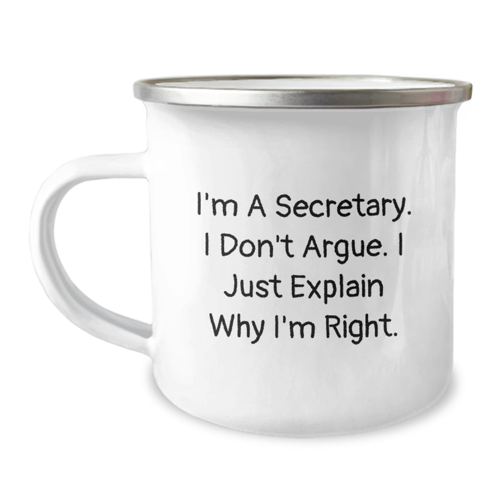 Funny Secretary Birthday Unique Gift from Friends for Her Camping Mug, Humorous Quote, Unique Secretary Gifts - Image 1