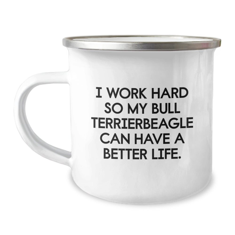 Bull Terrier Dog Camping Mugs, Gifts from Friends for Bull Terrier Dog Lovers, Inspirational Quote Mug for Birthday - Image 1