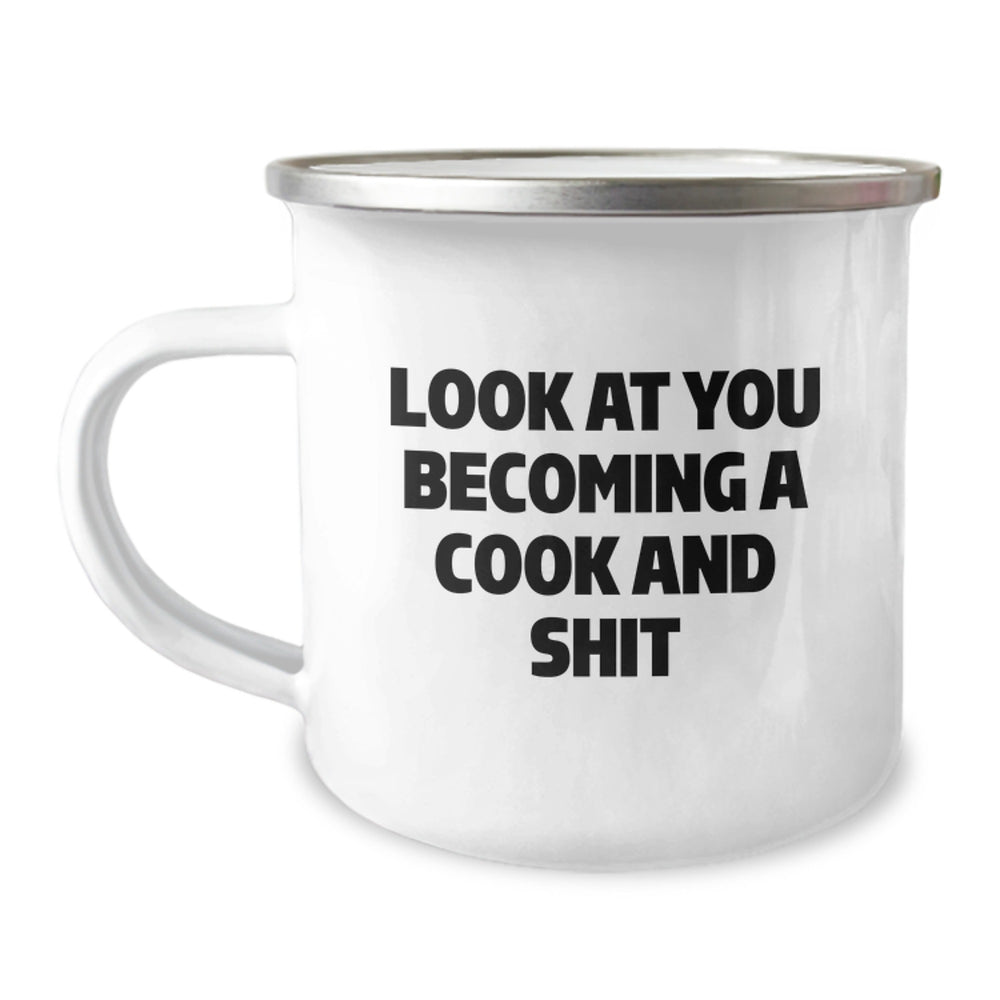 Funny Cook Gifts for Men, Camping Mugs with Look At You Becoming A Cook And Shit Quote, Christmas Unique Gifts from Friends - Image 1