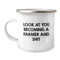 Load image into Gallery viewer, Funny Farmer Gifts - Inspirational Quote Camping Mug for Men, Women, or Friends - Gifts from Family, Coworkers, or Friends for the New Farmer, 12 oz Stainless Steel with Enamel Finish - Image 1
