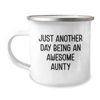 Load image into Gallery viewer, Funny Aunty Gifts from Family, Just Another Day Being An Awesome Aunty Birthday Camping Mug, Gifts for Awesome Aunty, Unique Birthday Unique Gifts from Men, Women, Friends, Coworkers - Image 1
