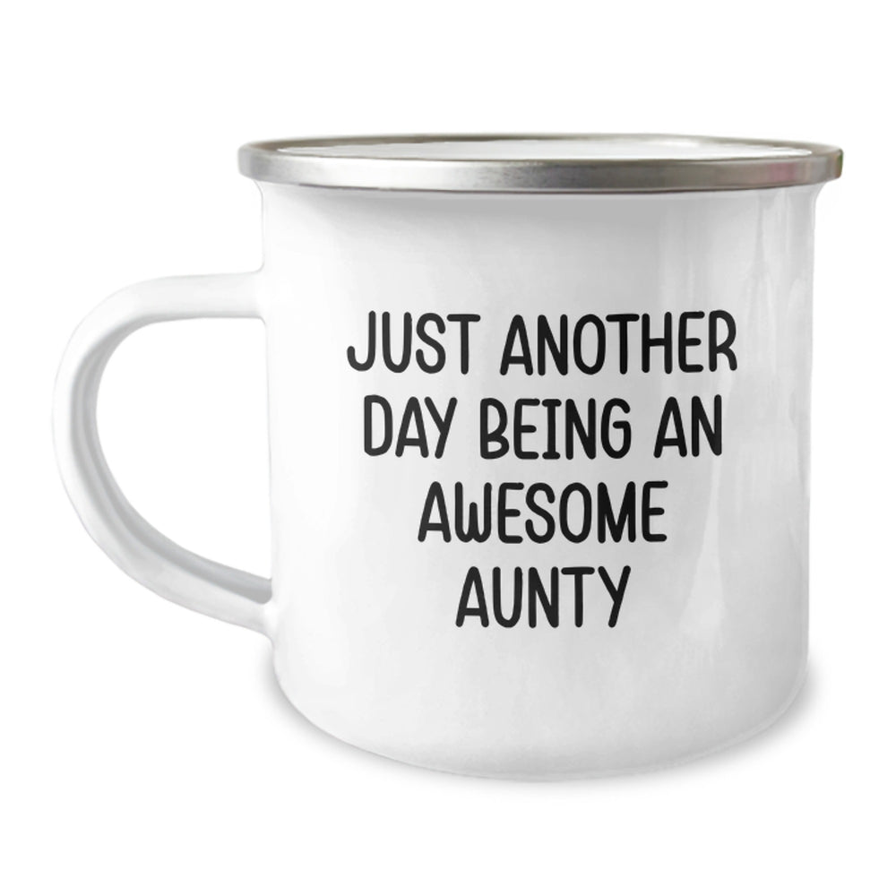 Funny Aunty Gifts from Family, Just Another Day Being An Awesome Aunty Birthday Camping Mug, Gifts for Awesome Aunty, Unique Birthday Unique Gifts from Men, Women, Friends, Coworkers - Image 1