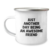 Load image into Gallery viewer, Gifts for Friend - Just Another Day Camping Mug Funny Quote - Stainless Steel Enamel Finish Christmas Unique Gift from Friends - Image 1
