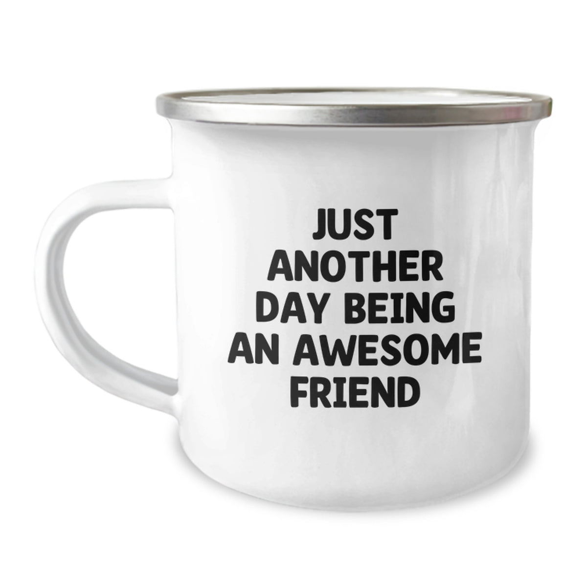 Gifts for Friend - Just Another Day Camping Mug Funny Quote - Stainless Steel Enamel Finish Christmas Unique Gift from Friends - Image 1