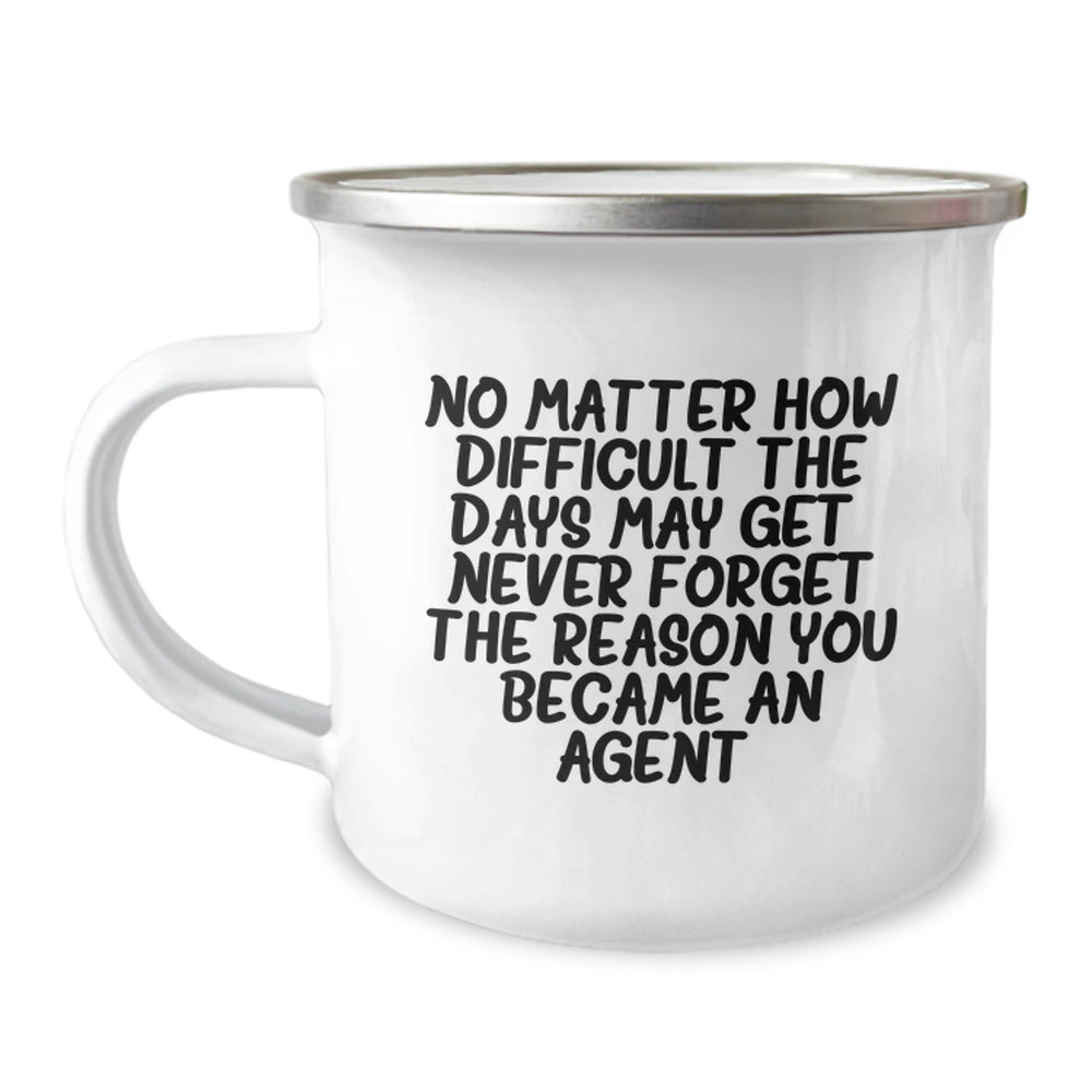Funny Agent Gifts for Him, Unique Camping Mug Quote, Christmas Unique Gifts from Friends for Men, Never Forget the Reason You Became an Agent - Image 1