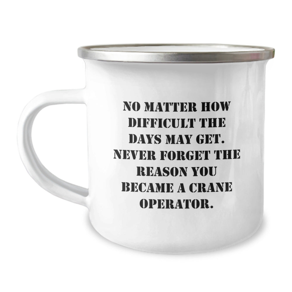 Crane Operator Gifts, Funny Quote, Men's Camping Mug for Christmas Unique Gifts from Family - Never Forget Reason - Image 1