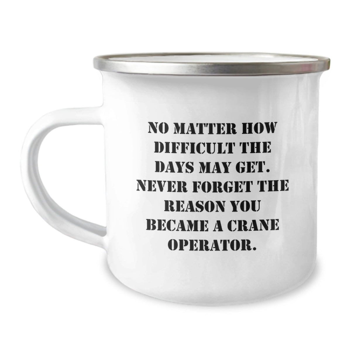 Crane Operator Gifts, Funny Quote, Men's Camping Mug for Christmas Unique Gifts from Family - Never Forget Reason - Image 1