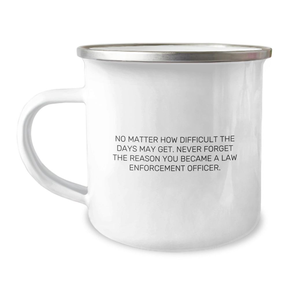 Inspirational Gifts for Law Enforcement Officer - 'Never Forget' Quote Camping Mug, 12 oz Stainless Steel, Birthday Unique Gifts from Men - Image 1