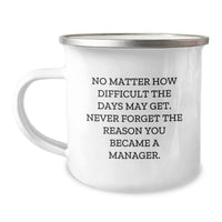 Load image into Gallery viewer, Funny Inspirational Gifts from Men to Manager Friends at Christmas - Manager Camping Mug, Never Forget The Reason You Became A Manager - Image 1
