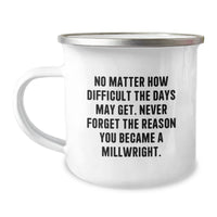 Load image into Gallery viewer, Millwright Camping Mug, Funny Inspirational Quote Gifts from Family to Men, Unique Christmas Unique Gifts for Millwright, 12 oz Stainless Steel with Enamel Finish - Image 1
