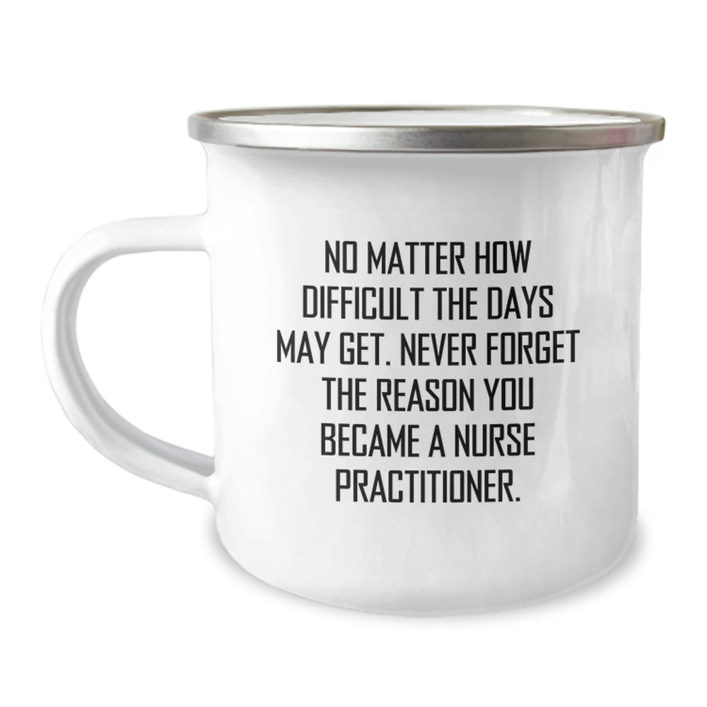 Funny Nurse Practitioner Gifts from Friends, Unique Christmas Unique Gifts for Nurse Practitioner, Camping Mug, Never Forget The Reason You Became A Nurse Practitioner - Image 1