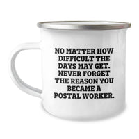 Load image into Gallery viewer, Inspiring Postal Worker Gifts for Birthday - &#39;No Matter How Difficult The Days May Get&#39; Funny Camping Mug from Friends, Coworkers, or Family - Image 1

