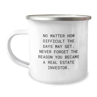 Load image into Gallery viewer, Real Estate Investor Gifts, Funny Camping Mugs, &#39;No Matter How Difficult The Days May Get...&#39; for Real Estate Investor Men or Women, Gifts from Friends, Family, Coworkers for Birthday Unique Gifts - Image 1
