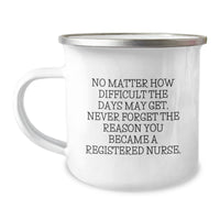 Load image into Gallery viewer, Inspirational Gifts for Registered Nurses - Funny Camping Mug, Encouragement for Difficult Days, Christmas Unique Gifts from Friends to Coworkers, 12 oz Stainless Steel with Enamel Finish - Image 1
