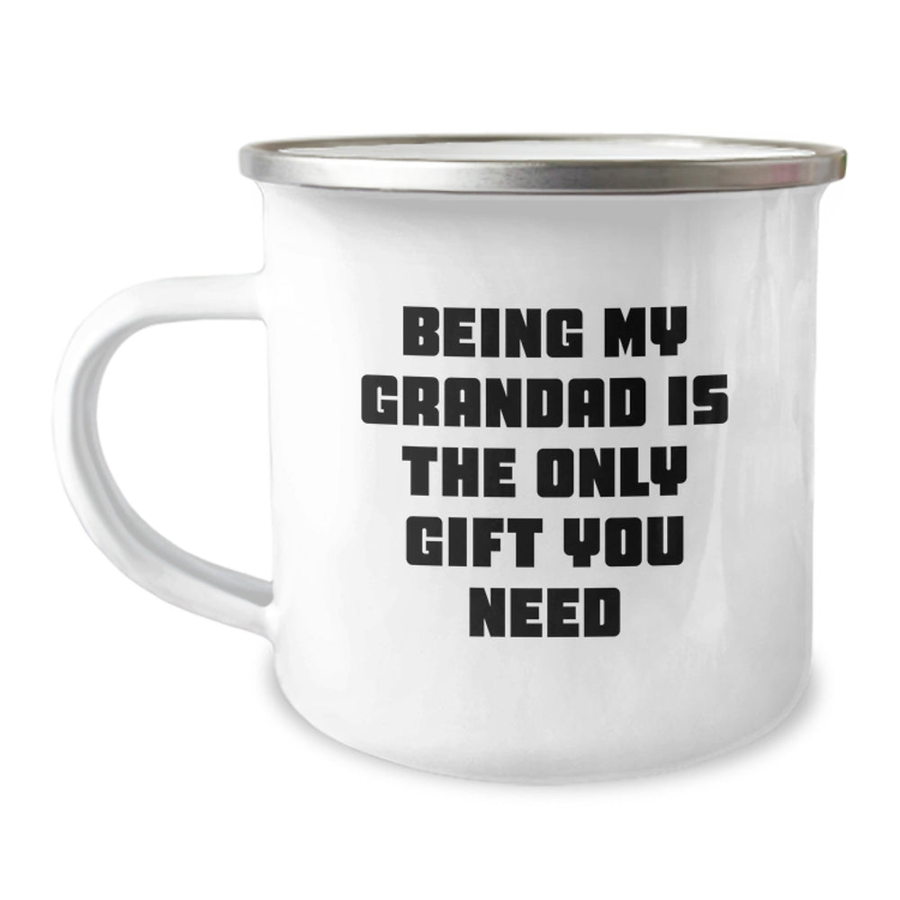 Funny Grandad Gifts from Family for Grandad, Unique Christmas Unique Gifts Ideas for Men, Being My Grandad Is The Only Gift You Need Camping Mug - Image 1