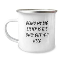 Load image into Gallery viewer, Funny Big Sister Graduation Gifts from Men, Unique Camping Mug for Her, &#39;Being My Big Sister Is The Only Gift You Need&#39; Quote, 12 oz Stainless Steel with Enamel Finish - Image 1
