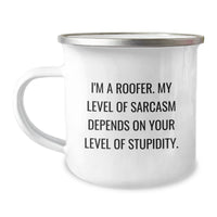 Load image into Gallery viewer, Roofers Christmas Unique Gifts from Friends, Funny Roofer Camping Mug for Men, Best Sarcasm Quotes, Enamel Finish Stainless Steel - Image 1
