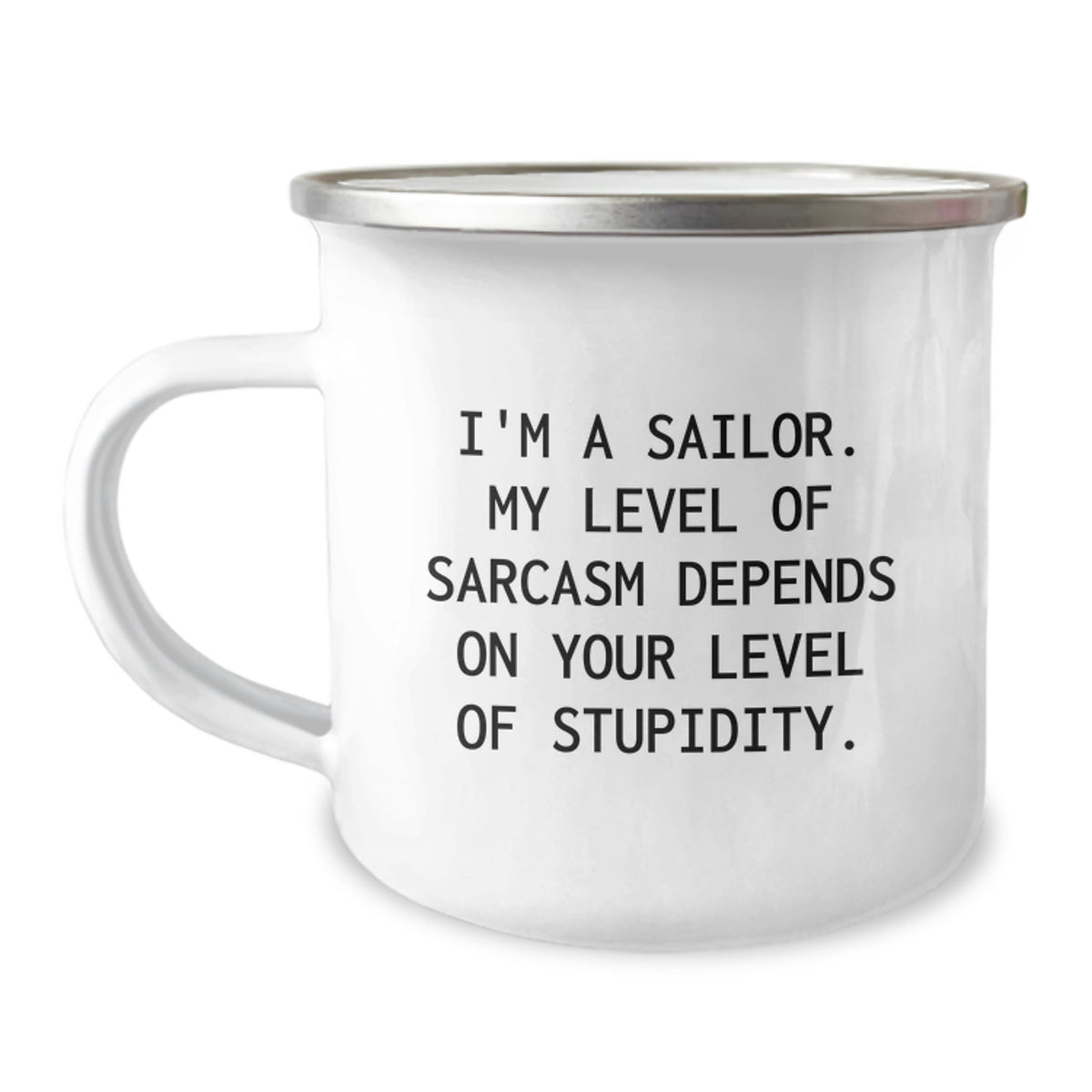 Funny Sailor Gifts for Men - Christmas Unique Gifts from Friends - 'I'm A Sailor My Level Of Sarcasm Depends On Your Level Of Stupidity' Camping Mug - Image 1