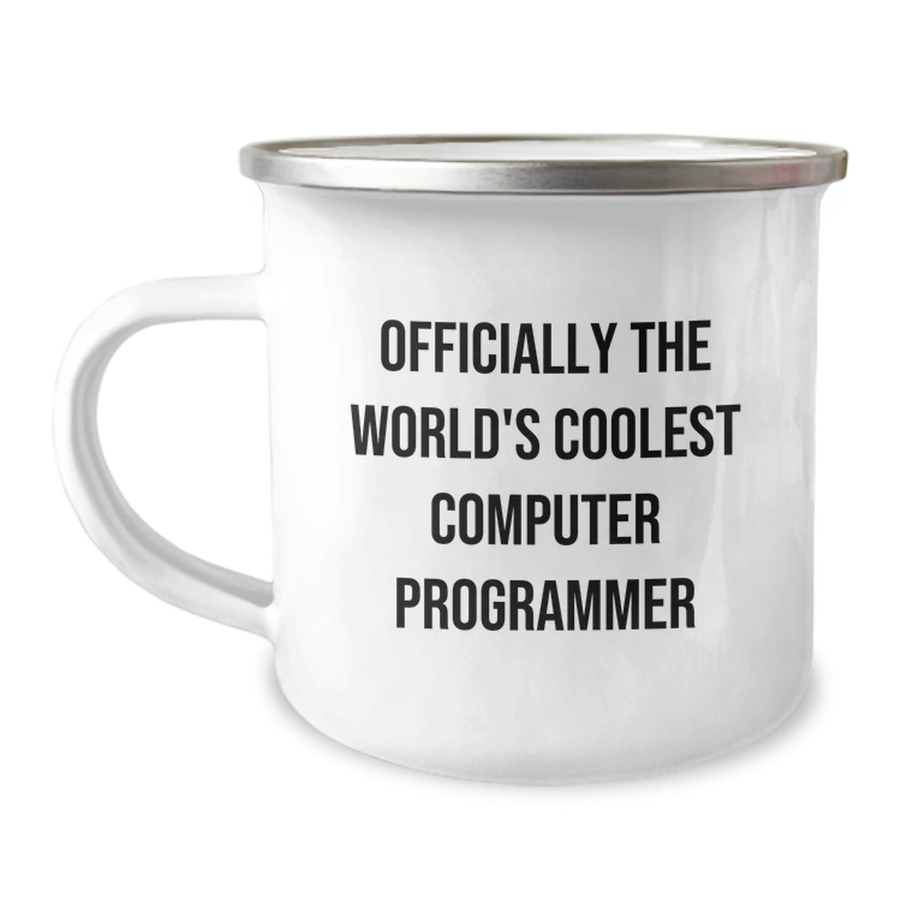 Funny Gifts from Friends for Computer Programmer, Officially The World's Coolest Computer Programmer Camping Mug, Christmas Unique Gifts for Men - Image 1