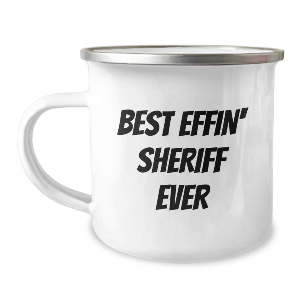 Funny Sheriff Gifts for Men, Best Effin' Sheriff Ever Camping Mug, Unique Christmas Memorable Presents from Friends - Image 1