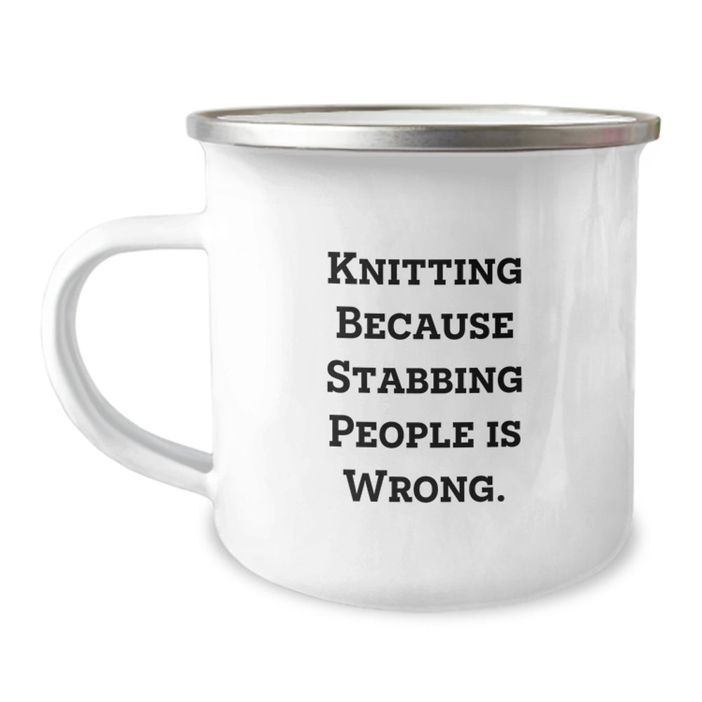Funny Knitting Gifts from Friends for Knitting Lovers, Camping Mug Birthday Unique Treasures - Image 1
