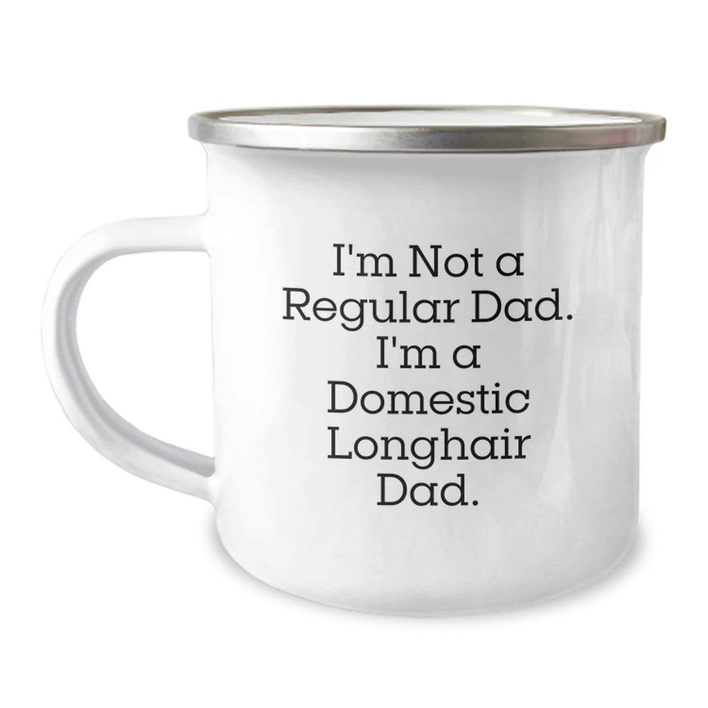 Funny Domestic Longhair Cat Dad Gifts from Men to Family - Camping Mug for Christmas Unique Presents - Image 1