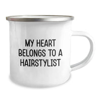 Load image into Gallery viewer, Funny Hairstylist Gifts from Friends - My Heart Belongs To A Hairstylist - Birthday Unique Gifts for Hairstylists - Camping Mug - Image 2
