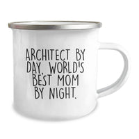 Load image into Gallery viewer, Architect Gifts from Mom, Funny Camping Mug for Graduation, &#39;Architect By Day, World&#39;s Best Mom By Night.&#39; Quote, 12 oz Stainless Steel with Enamel Finish - Image 2
