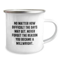 Load image into Gallery viewer, Millwright Camping Mug, Funny Inspirational Quote Gifts from Family to Men, Unique Christmas Unique Gifts for Millwright, 12 oz Stainless Steel with Enamel Finish - Image 2
